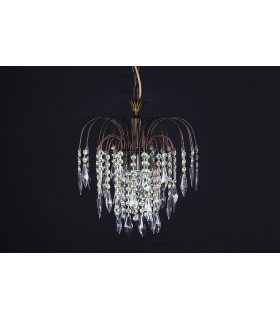 Shower Rainbow Crystal 1 Light Antique Brass Pendant Ceiling Light