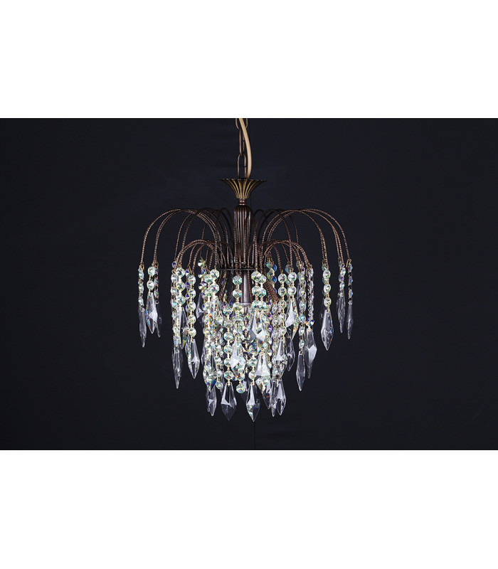 Shower Rainbow Crystal 1 Light Antique Brass Pendant Ceiling Light