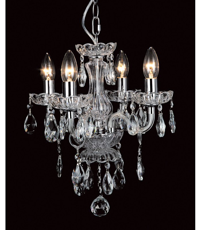 Rodeo Clear Crystal 4 Arm Chandelier