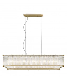Antigua 7 Light Oblong Gold Crystal
