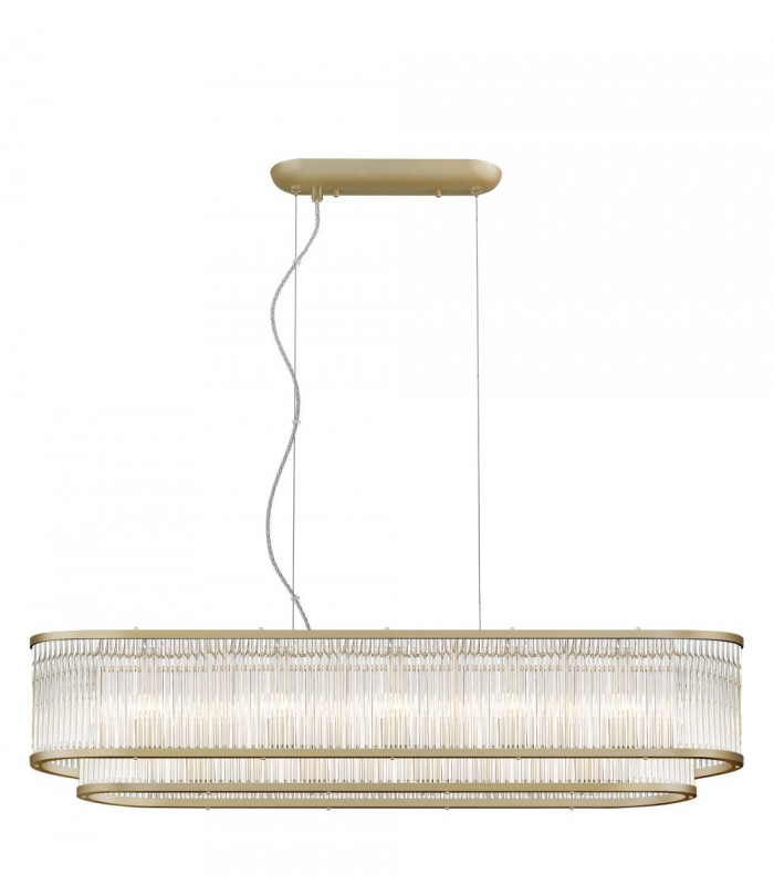 Antigua 7 Light Oblong Gold Crystal