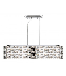 Lola 6 Light Oblong Chrome Crystal Pendant Ceiling Light