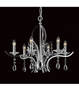Turin Chrome With Crystal 6 Arm Chandelier