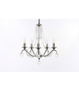 Neva 5 Light Bright Nickel 5 Arm Chandelier