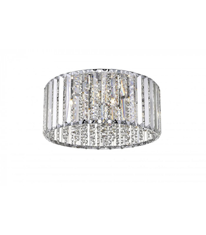 Diore 5 Light Flush Ceiling Light Chrome Crystal