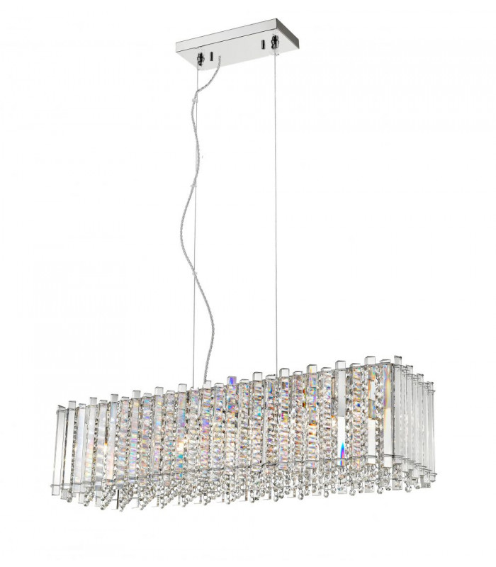 Clara 7 Light Oblong Chrome Crystal