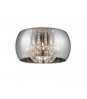 Deni 6 Light Flush Ceiling Light Chrome Crystal Ceiling Light