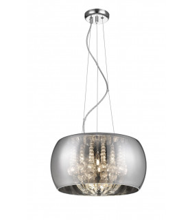 Deni 6 Light Chrome Crystal Pendant Ceiling Light