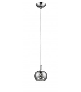 Deni 1 Light Glass With Beads Chrome Dome Pendant Ceiling Light
