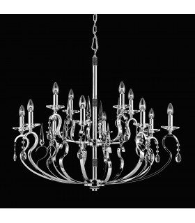 Rhinestone Gun Metal Pendant 18 Arm Chandelier