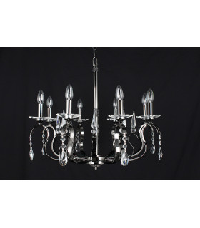 Rhinestone Crystal Gun Metal 8 Arm Chandelier