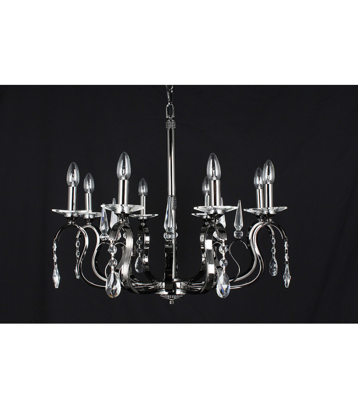 Rhinestone Crystal Gun Metal 8 Arm Chandelier