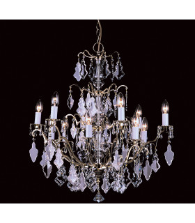 Louvre Polished Brass Crystal 12 Arm Chandelier