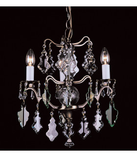 Louvre Antique Brass Crystal 3 Arm Chandelier