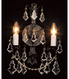 Montmartre 2 Light Lead Crystal Antique Bronze Candle Wall Lamp
