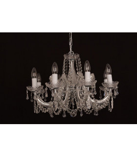 Marie Theresa Glass Chrome 8 Arm Chandelier