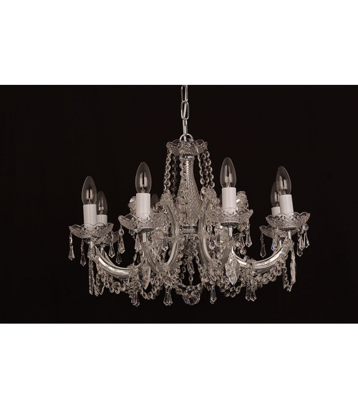 Marie Theresa Glass Chrome 8 Arm Chandelier