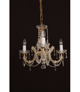 Marie Theresa Glass Gold 3 Arm Chandelier
