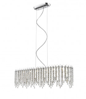 Belize 6 Light LED Oblong Chrome Crystal Pendant Ceiling Light