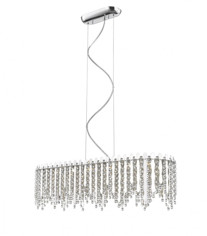 Belize 6 Light LED Oblong Chrome Crystal Pendant Ceiling Light