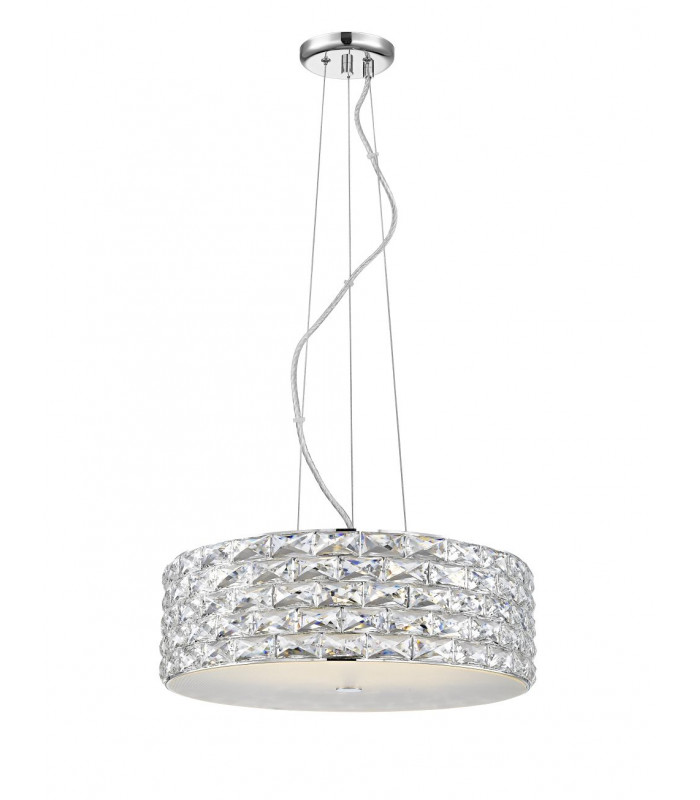 Aruba 6 Light LED Chrome Crystal Pendant Ceiling Light
