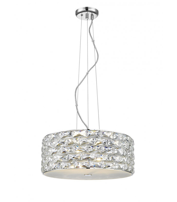 Aruba 5 Light LED Chrome Crystal Pendant Ceiling Light