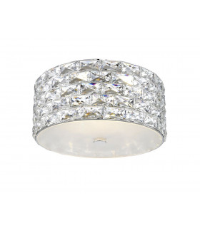Aruba 4 Light LED Flush Ceiling Light Chrome Crystal Ceiling Light