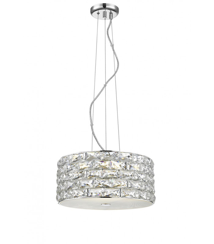 Aruba 4 Light LED Chrome Crystal Pendant Ceiling Light