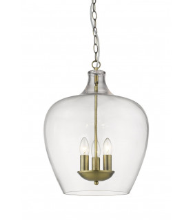 Nell 3 Light Antique Brass Dome Pendant Ceiling Light