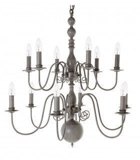 Bologna Flemish Light Grey 12 Arm Chandelier