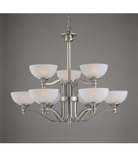 Texas 9 Light Satin Nickel White Alabaster