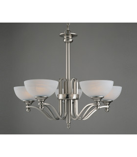 Texas Satin Nickel White Alabaster 5 Arm Pendant Ceiling Light