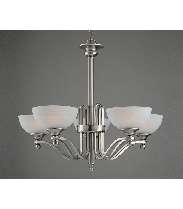 Texas Satin Nickel White Alabaster 5 Arm Pendant Ceiling Light