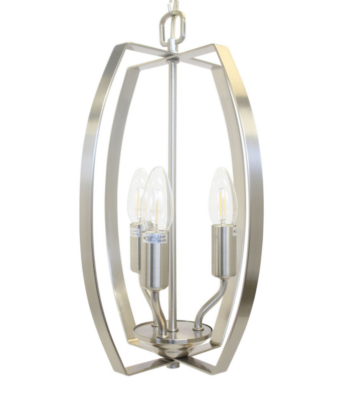 Alexis 3 Light Satin Nickel Wire Frame Pendant Ceiling Light
