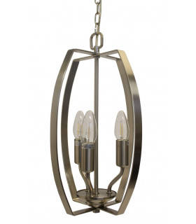 Alexis 3 Light Antique Brass Wire Frame Pendant Ceiling Light