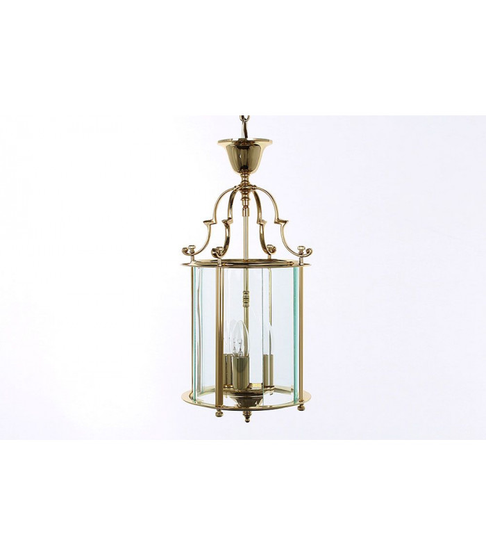 Colchester 9" Glass 3 Light Polished Brass Lanterns Pendant Ceiling Light