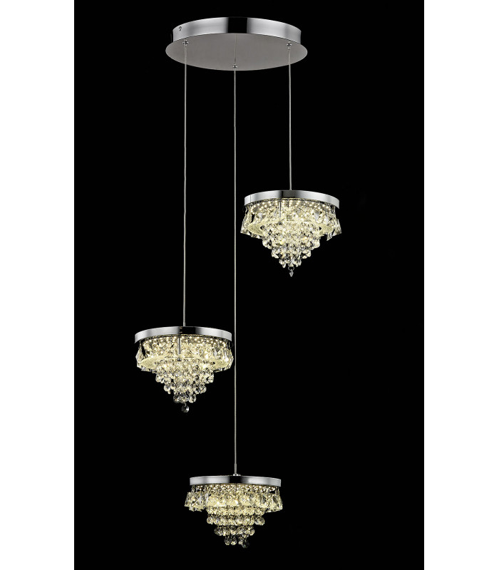 Essonne 3 Light LED Chrome Cluster Pendant Ceiling Light