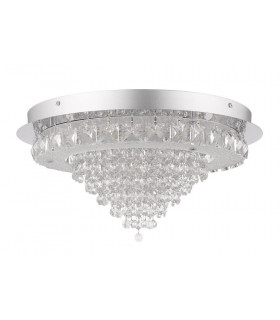 Essonne 1 Light LED Large Flush Ceiling Light Chrome Crystal