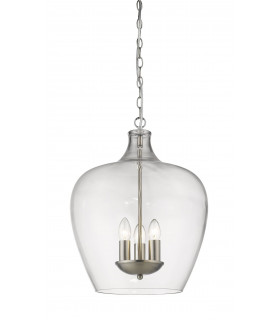 Nell 3 Light Satin Nickel Dome Pendant Ceiling Light