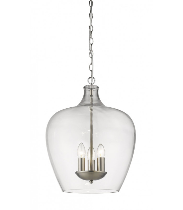 Nell 3 Light Satin Nickel Dome Pendant Ceiling Light