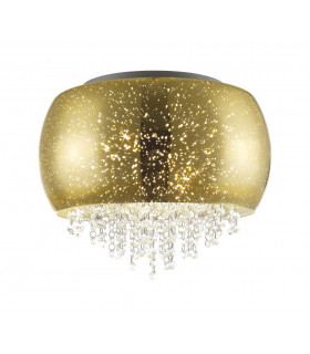 Luna 3 Light Flush Ceiling Light Gold Crystal