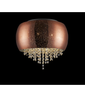 Luna 3 Light Flush Ceiling Light Copper Crystal