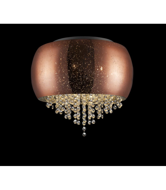 Luna 3 Light Flush Ceiling Light Copper Crystal