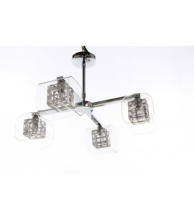 Avignon Glass/weaved Wire Cube 4 Arm Pendant Ceiling Light