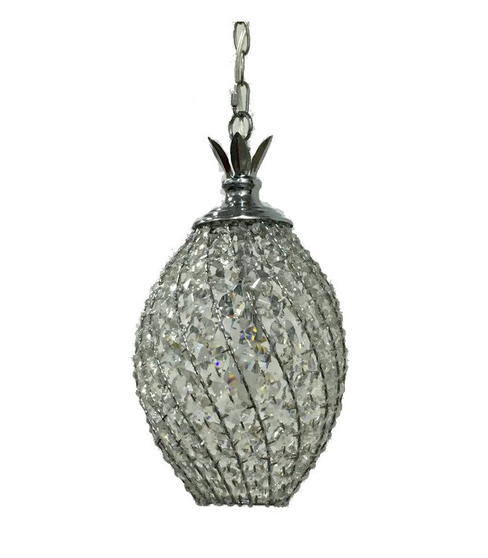 Crystal Pineapple 1 Light Chrome Crystal Pendant Ceiling Light