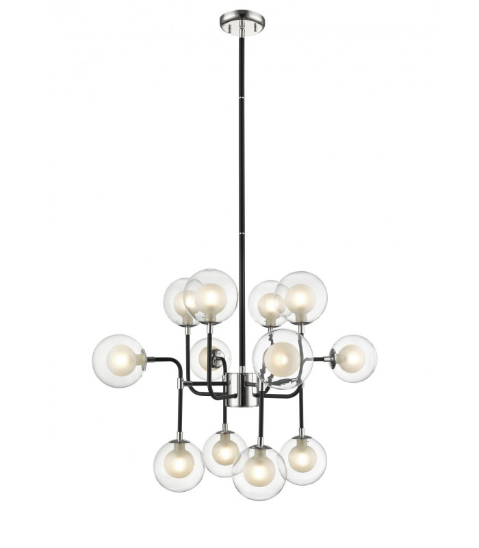 Remy 12 Light Pendant Ceiling Light Chrome Black