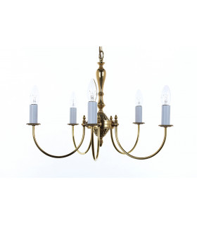 Solar Polished Brass 5 Arm Chandelier