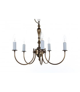 Solar Antique Brass 5 Arm Chandelier