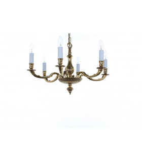 Sandringham Polished Brass 6 Arm Chandelier