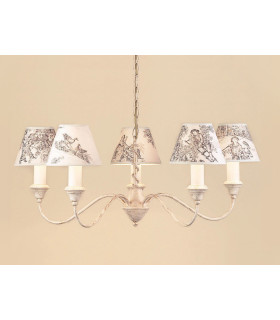 Caravelle Cream Gold 5 Arm Chandelier with Shades